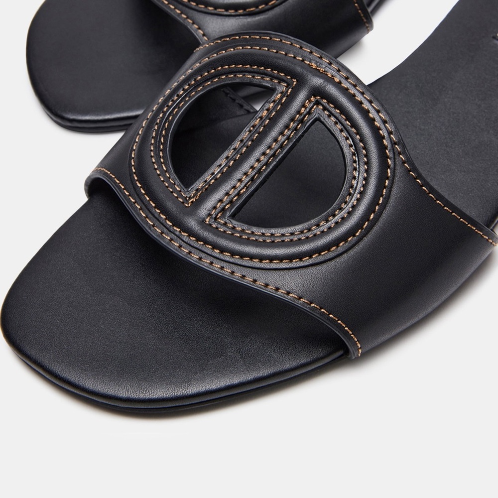 Kylah Slide Black Leather Slides Sandals